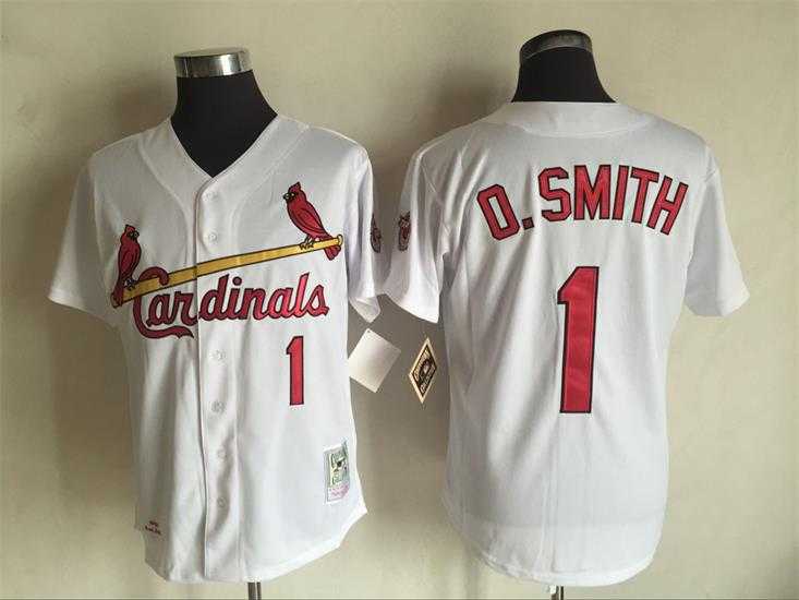 St. Louis Cardinals #1 Ozzie Smith White Mitchell And Ness Throwback Stitched Jersey,We sell and wholesale St. Louis Cardinals #1 Ozzie Smith White Mitchell And Ness Throwback Stitched Jersey on line form chian!