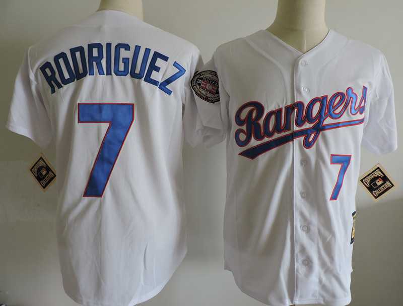 Texas Rangers #7 Rodriguez White Mitchell And Ness With Patch Stitched Jersey,We sell and wholesale Texas Rangers #7 Rodriguez White Mitchell And Ness With Patch Stitched Jersey on line form chian!