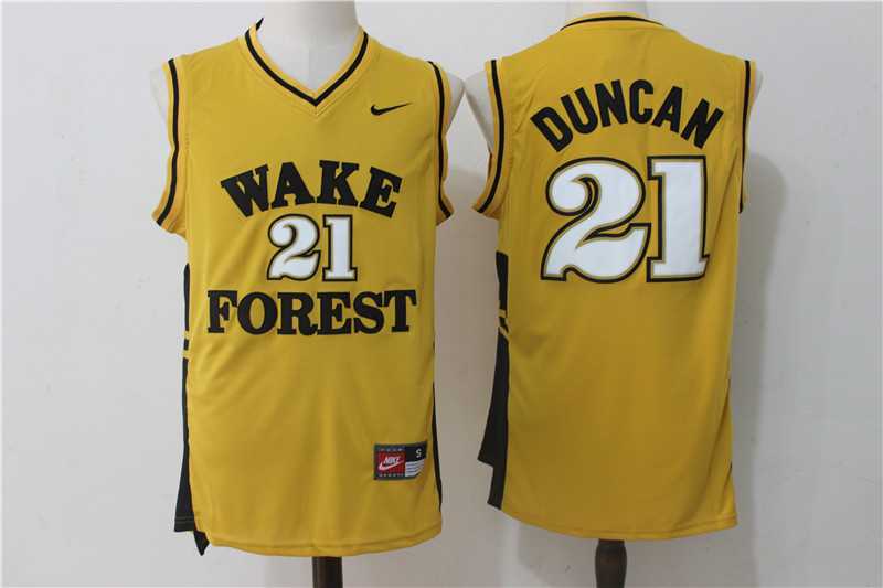 Wake Forest Demon Deacons #21 Tim Duncan Yellow College Jersey,We sell and wholesale Wake Forest Demon Deacons #21 Tim Duncan Yellow College Jersey on line form chian!