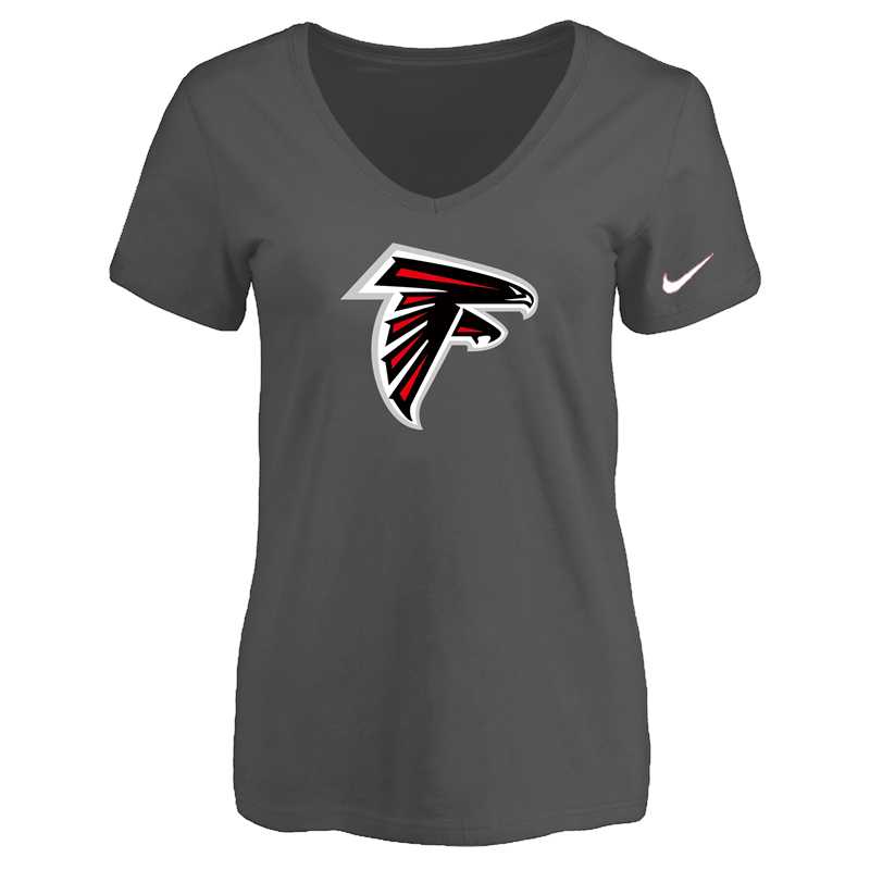 Women's Atlanta Falcons D.Gray Logo V neck T-Shirt FengYun,We sell and wholesale Women's Atlanta Falcons D.Gray Logo V neck T-Shirt FengYun on line form chian!