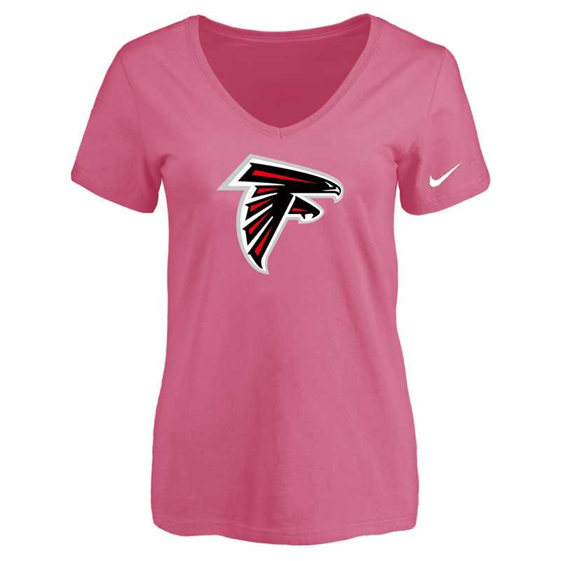 Women's Atlanta Falcons Pink Logo V neck T-Shirt FengYun,We sell and wholesale Women's Atlanta Falcons Pink Logo V neck T-Shirt FengYun on line form chian!