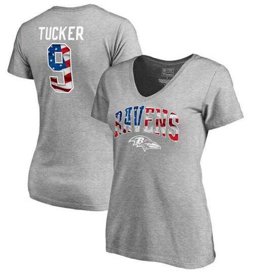 Women's Baltimore Ravens #9 Justin Tucker NFL Pro Line by Fanatics Branded Banner Wave Name & Number T Shirt Heathered Gray FengYun,We sell and wholesale Women's Baltimore Ravens #9 Justin Tucker NFL Pro Line by Fanatics Branded Banner Wave Name & Number T Shirt Heathered Gray FengYun on line form chian!