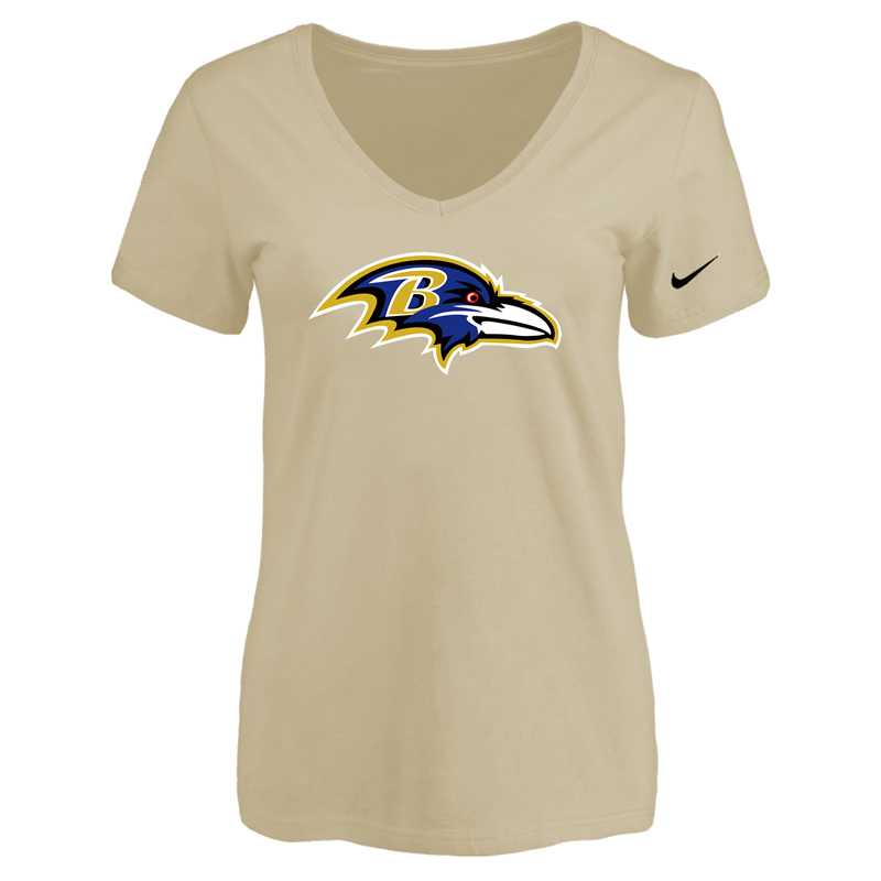 Women's Baltimore Ravens Beige Logo V neck T-Shirt FengYun,We sell and wholesale Women's Baltimore Ravens Beige Logo V neck T-Shirt FengYun on line form chian!