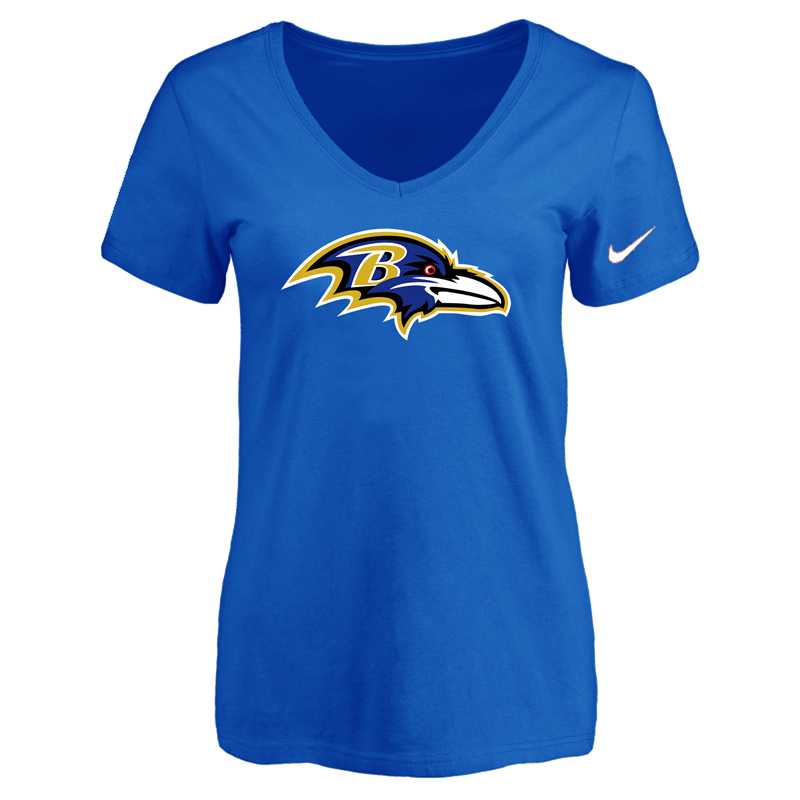 Women's Baltimore Ravens Blue Logo V neck T-Shirt FengYun,We sell and wholesale Women's Baltimore Ravens Blue Logo V neck T-Shirt FengYun on line form chian!