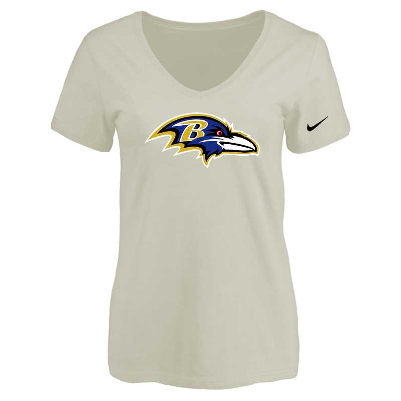 Women's Baltimore Ravens Cream Logo V neck T-Shirt FengYun,We sell and wholesale Women's Baltimore Ravens Cream Logo V neck T-Shirt FengYun on line form chian!