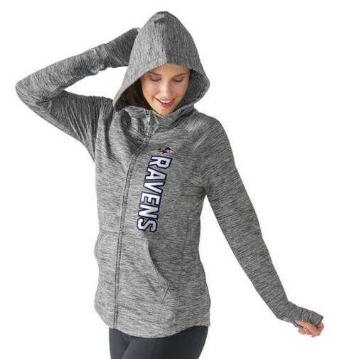 Women's Baltimore Ravens G III 4Her by Carl Banks Recovery Full Zip Hoodie Gray FengYun,We sell and wholesale Women's Baltimore Ravens G III 4Her by Carl Banks Recovery Full Zip Hoodie Gray FengYun on line form chian!
