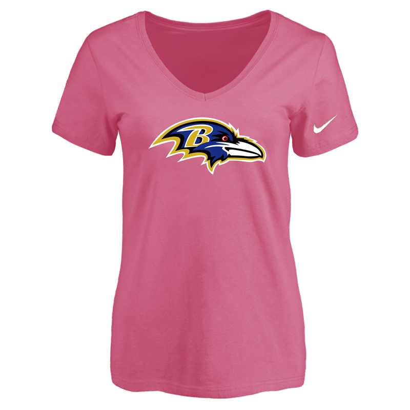 Women's Baltimore Ravens Pink Logo V neck T-Shirt FengYun,We sell and wholesale Women's Baltimore Ravens Pink Logo V neck T-Shirt FengYun on line form chian!
