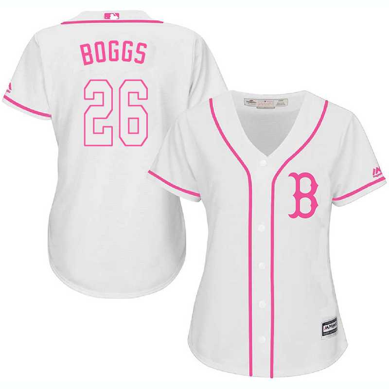 Women's Boston Red Sox #26 Wade Boggs White Pink New Cool Base Jersey,We sell and wholesale Women's Boston Red Sox #26 Wade Boggs White Pink New Cool Base Jersey on line form chian!