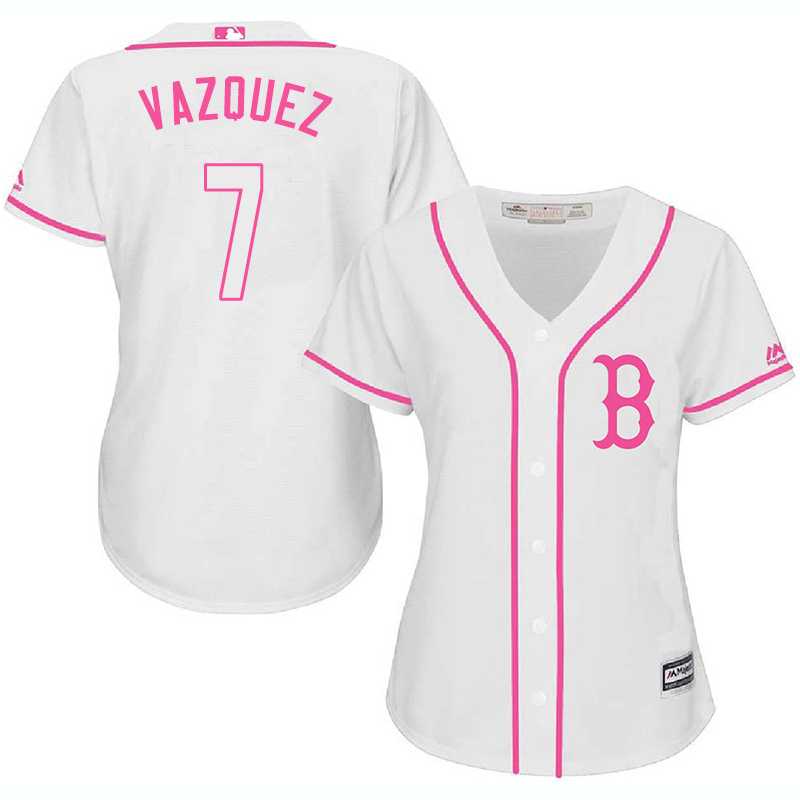 Women's Boston Red Sox #7 Chirstian Vazquez White Pink New Cool Base Jersey,We sell and wholesale Women's Boston Red Sox #7 Chirstian Vazquez White Pink New Cool Base Jersey on line form chian!