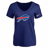 Women's Buffalo Bills D.Blue Logo V neck T-Shirt FengYun,baseball caps,new era cap wholesale,wholesale hats