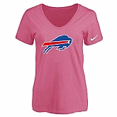 Women's Buffalo Bills Pink Logo V neck T-Shirt FengYun,baseball caps,new era cap wholesale,wholesale hats
