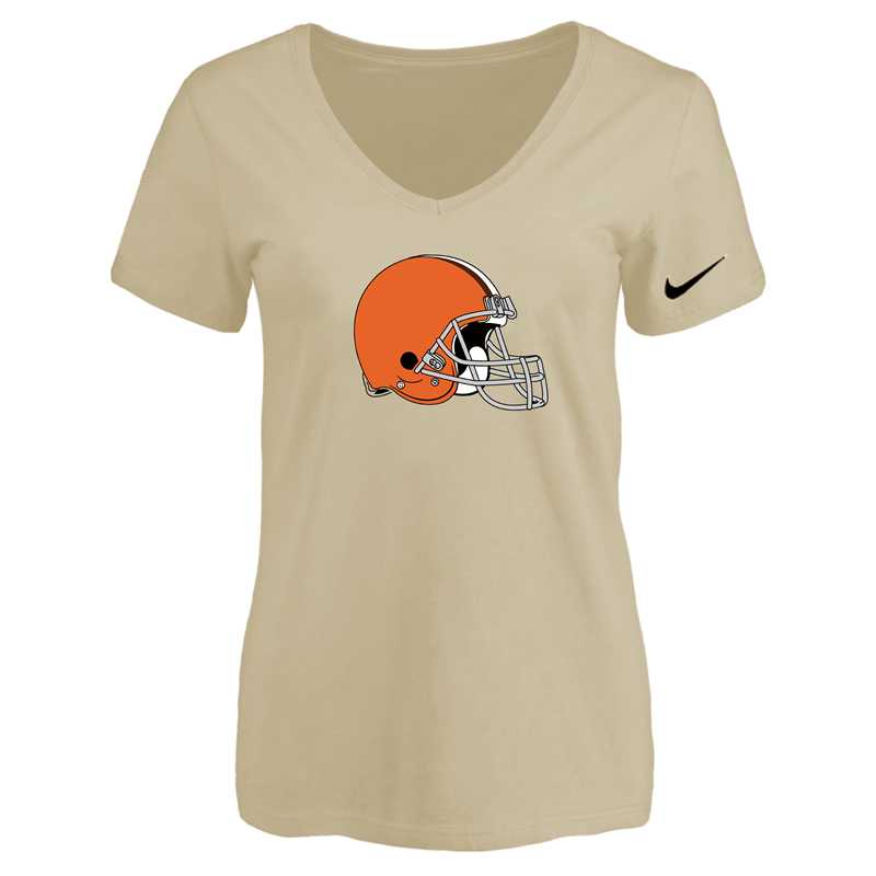 Women's Cleveland Browns Beige Logo V neck T-Shirt FengYun,We sell and wholesale Women's Cleveland Browns Beige Logo V neck T-Shirt FengYun on line form chian!