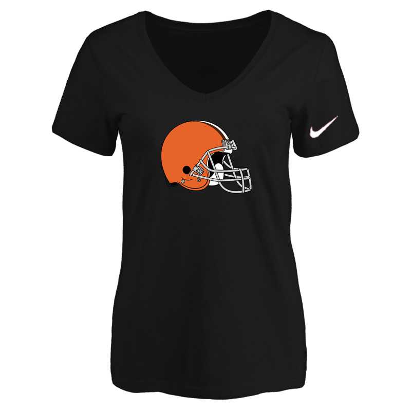 Women's Cleveland Browns Black Logo V neck T-Shirt FengYun,We sell and wholesale Women's Cleveland Browns Black Logo V neck T-Shirt FengYun on line form chian!