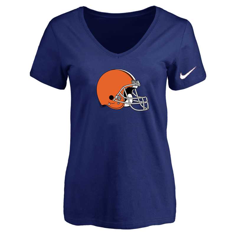Women's Cleveland Browns D.Blue Logo V neck T-Shirt FengYun,We sell and wholesale Women's Cleveland Browns D.Blue Logo V neck T-Shirt FengYun on line form chian!