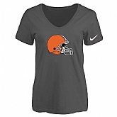 Women's Cleveland Browns D.Gray Logo V neck T-Shirt FengYun,baseball caps,new era cap wholesale,wholesale hats