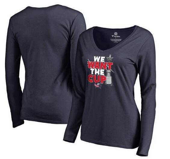 Women's Columbus Blue Jackets Fanatics Branded 2017 NHL Stanley Cup Playoff Participant Blue Line V Neck Long Sleeve T Shirt Navy FengYun,We sell and wholesale Women's Columbus Blue Jackets Fanatics Branded 2017 NHL Stanley Cup Playoff Participant Blue Line V Neck Long Sleeve T Shirt Navy FengYun on line form chian!