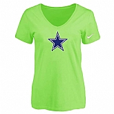 Women's Dallas Cowboys L.Green Logo V neck T-Shirt FengYun,baseball caps,new era cap wholesale,wholesale hats