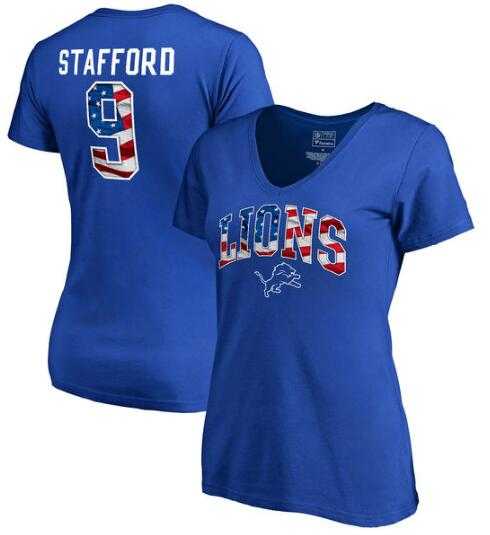Women's Detroit Lions #9 Matthew Stafford NFL Pro Line by Fanatics Branded Banner Wave Name & Number T Shirt Royal FengYun,We sell and wholesale Women's Detroit Lions #9 Matthew Stafford NFL Pro Line by Fanatics Branded Banner Wave Name & Number T Shirt Royal FengYun on line form chian!