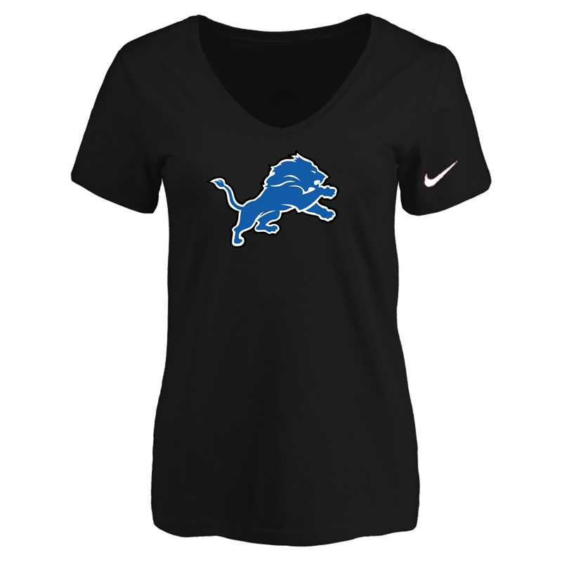 Women's Detroit Lions Black Logo V neck T-Shirt FengYun,We sell and wholesale Women's Detroit Lions Black Logo V neck T-Shirt FengYun on line form chian!