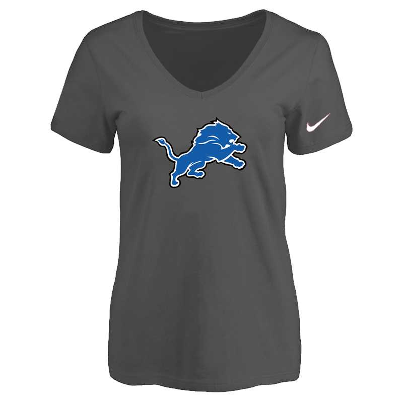 Women's Detroit Lions D.Gray Logo V neck T-Shirt FengYun,We sell and wholesale Women's Detroit Lions D.Gray Logo V neck T-Shirt FengYun on line form chian!