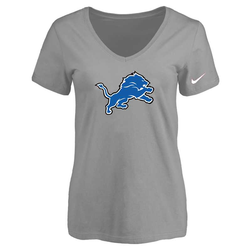 Women's Detroit Lions L.Gray Logo V neck T-Shirt FengYun,We sell and wholesale Women's Detroit Lions L.Gray Logo V neck T-Shirt FengYun on line form chian!