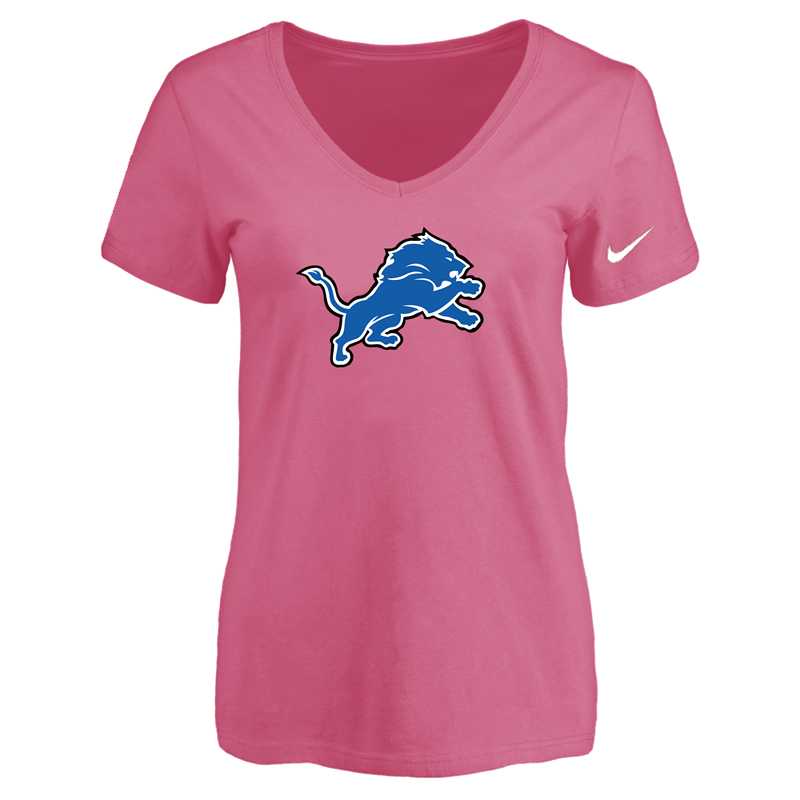 Women's Detroit Lions Pink Logo V neck T-Shirt FengYun,We sell and wholesale Women's Detroit Lions Pink Logo V neck T-Shirt FengYun on line form chian!