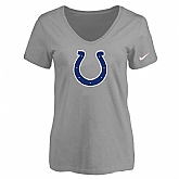Women's Indiannapolis Colts L.Gray Logo V neck T-Shirt FengYun,baseball caps,new era cap wholesale,wholesale hats