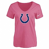 Women's Indiannapolis Colts Pink Logo V neck T-Shirt FengYun,baseball caps,new era cap wholesale,wholesale hats