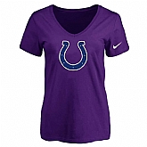 Women's Indiannapolis Colts Purple Logo V neck T-Shirt FengYun,baseball caps,new era cap wholesale,wholesale hats