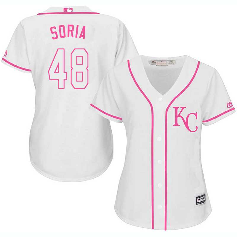 Women's Kansas City Royals #48 Joakim Soria White Pink New Cool Base Jersey,We sell and wholesale Women's Kansas City Royals #48 Joakim Soria White Pink New Cool Base Jersey on line form chian!