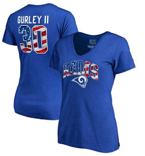 Women's Los Angeles Rams #30 Todd Gurley NFL Pro Line by Fanatics Branded Banner Wave Name & Number T Shirt Royal FengYun,We sell and wholesale Women's Los Angeles Rams #30 Todd Gurley NFL Pro Line by Fanatics Branded Banner Wave Name & Number T Shirt Royal FengYun on line form chian!