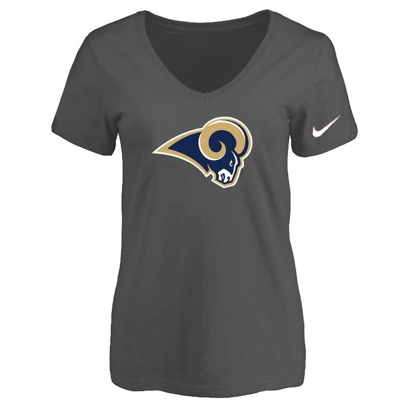 Women's Los Angeles Rams D.Gray Logo V neck T-Shirt FengYun,We sell and wholesale Women's Los Angeles Rams D.Gray Logo V neck T-Shirt FengYun on line form chian!