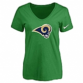 Women's Los Angeles Rams D.Green Logo V neck T-Shirt FengYun,baseball caps,new era cap wholesale,wholesale hats