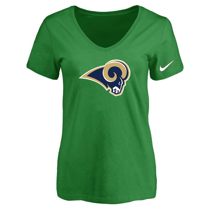 Women's Los Angeles Rams D.Green Logo V neck T-Shirt FengYun,We sell and wholesale Women's Los Angeles Rams D.Green Logo V neck T-Shirt FengYun on line form chian!