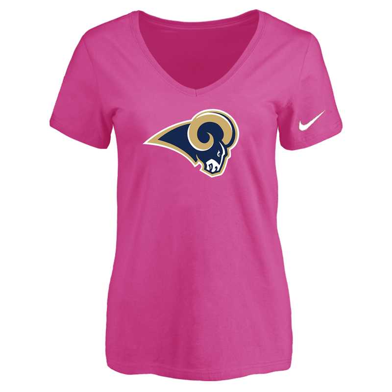 Women's Los Angeles Rams Peach Logo V neck T-Shirt FengYun,We sell and wholesale Women's Los Angeles Rams Peach Logo V neck T-Shirt FengYun on line form chian!