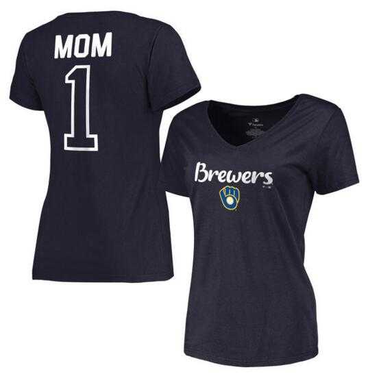 Women's Milwaukee Brewers 2017 Mother's Day #1 Mom V-Neck T-Shirt - Navy FengYun,We sell and wholesale Women's Milwaukee Brewers 2017 Mother's Day #1 Mom V-Neck T-Shirt - Navy FengYun on line form chian!