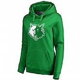 Women's Minnesota Timberwolves Fanatics Branded Kelly Green St. Patrick's Day White Logo Pullover Hoodie FengYun,baseball caps,new era cap wholesale,wholesale hats