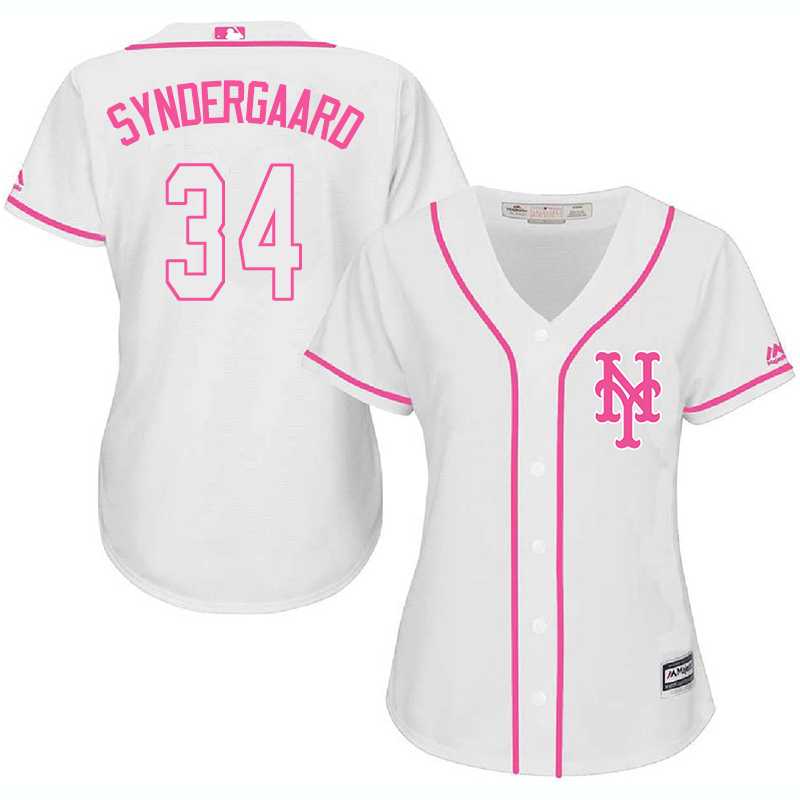 Women's New York Mets #34 Noah Syndergaard White Pink New Cool Base Jersey,We sell and wholesale Women's New York Mets #34 Noah Syndergaard White Pink New Cool Base Jersey on line form chian!