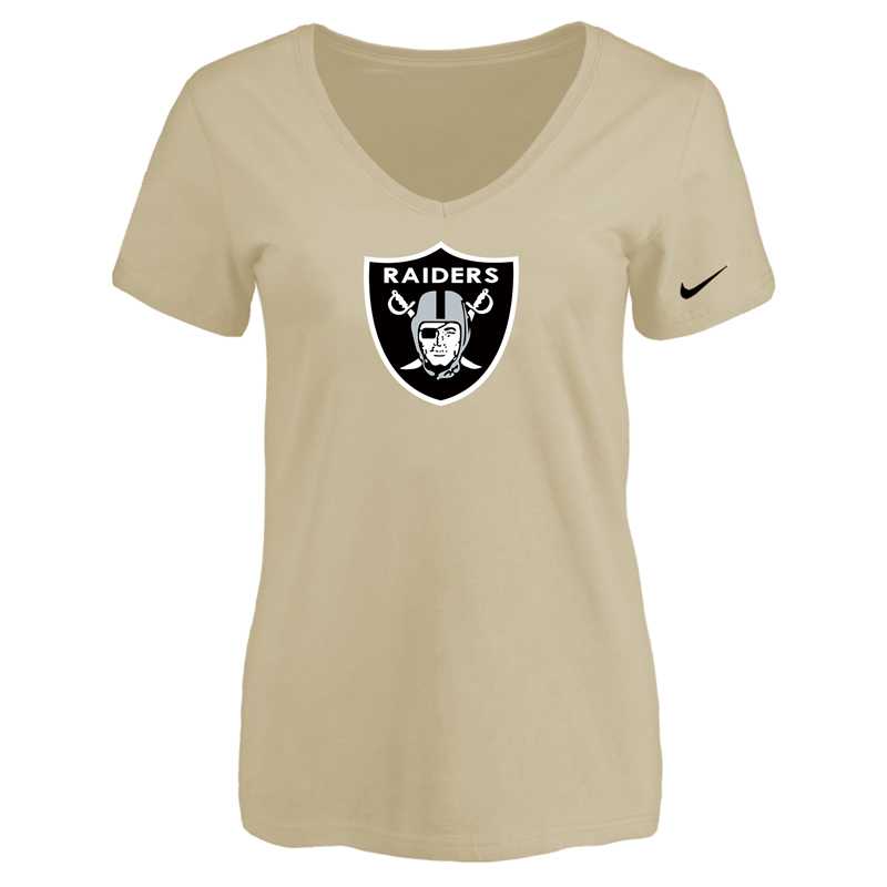 Women's Oakland Raiders Beige Logo V neck T-Shirt FengYun,We sell and wholesale Women's Oakland Raiders Beige Logo V neck T-Shirt FengYun on line form chian!