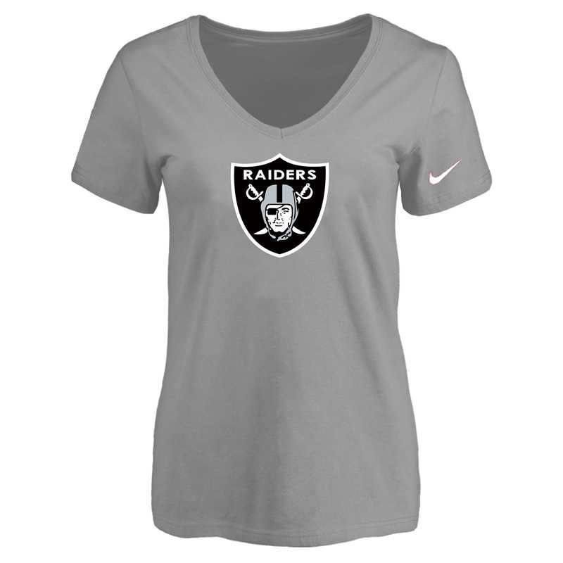 Women's Oakland Raiders L.Gray Logo V neck T-Shirt FengYun,We sell and wholesale Women's Oakland Raiders L.Gray Logo V neck T-Shirt FengYun on line form chian!