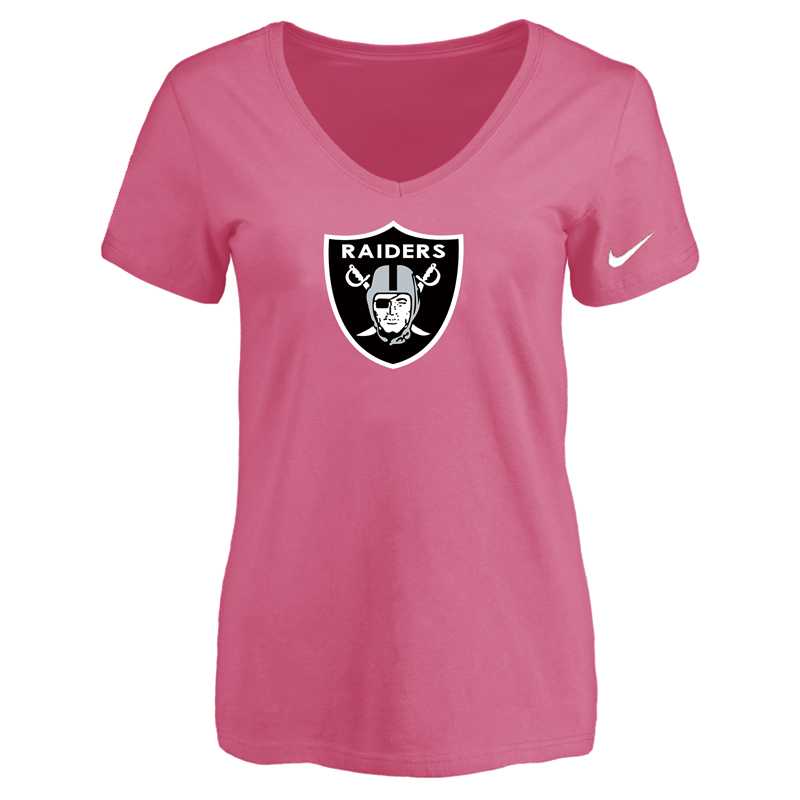 Women's Oakland Raiders Pink Logo V neck T-Shirt FengYun,We sell and wholesale Women's Oakland Raiders Pink Logo V neck T-Shirt FengYun on line form chian!