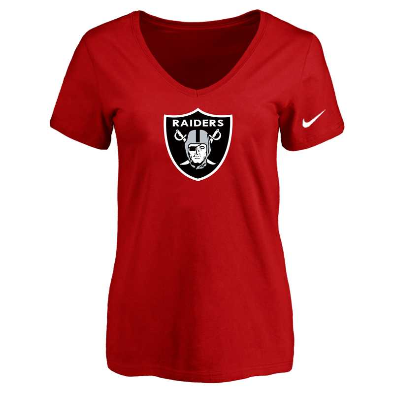 Women's Oakland Raiders Red Logo V neck T-Shirt FengYun,We sell and wholesale Women's Oakland Raiders Red Logo V neck T-Shirt FengYun on line form chian!