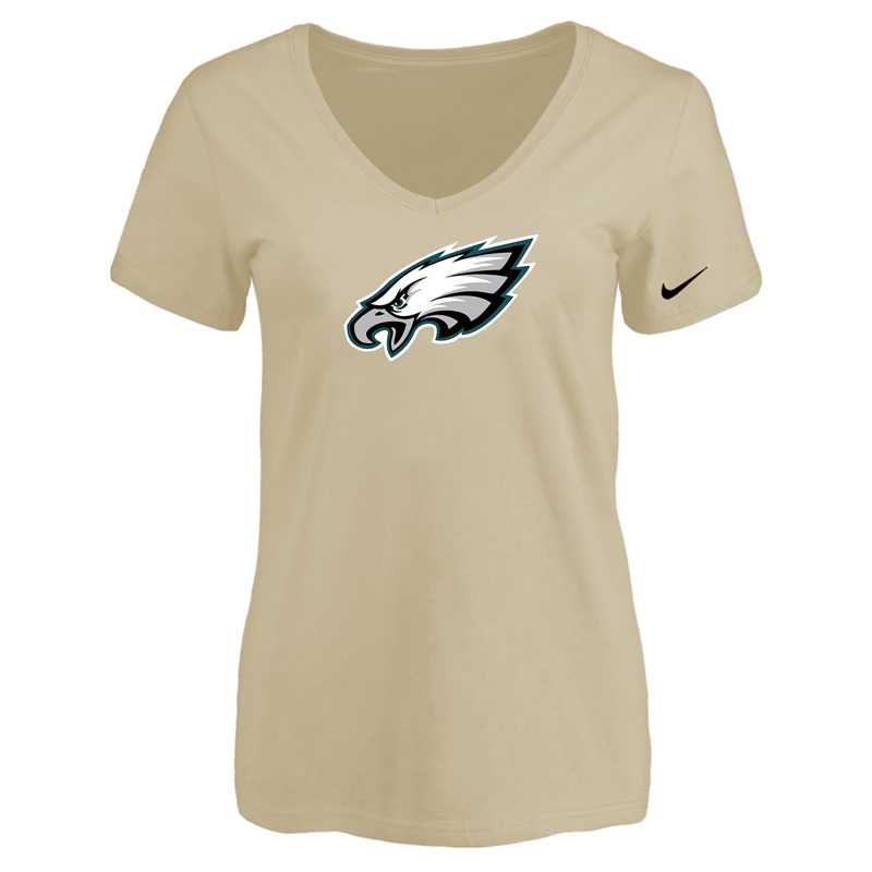 Women's Philadelphia Eagles Beige Logo V neck T-Shirt FengYun,We sell and wholesale Women's Philadelphia Eagles Beige Logo V neck T-Shirt FengYun on line form chian!