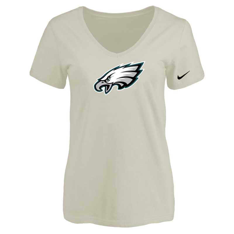 Women's Philadelphia Eagles Cream Logo V neck T-Shirt FengYun,We sell and wholesale Women's Philadelphia Eagles Cream Logo V neck T-Shirt FengYun on line form chian!