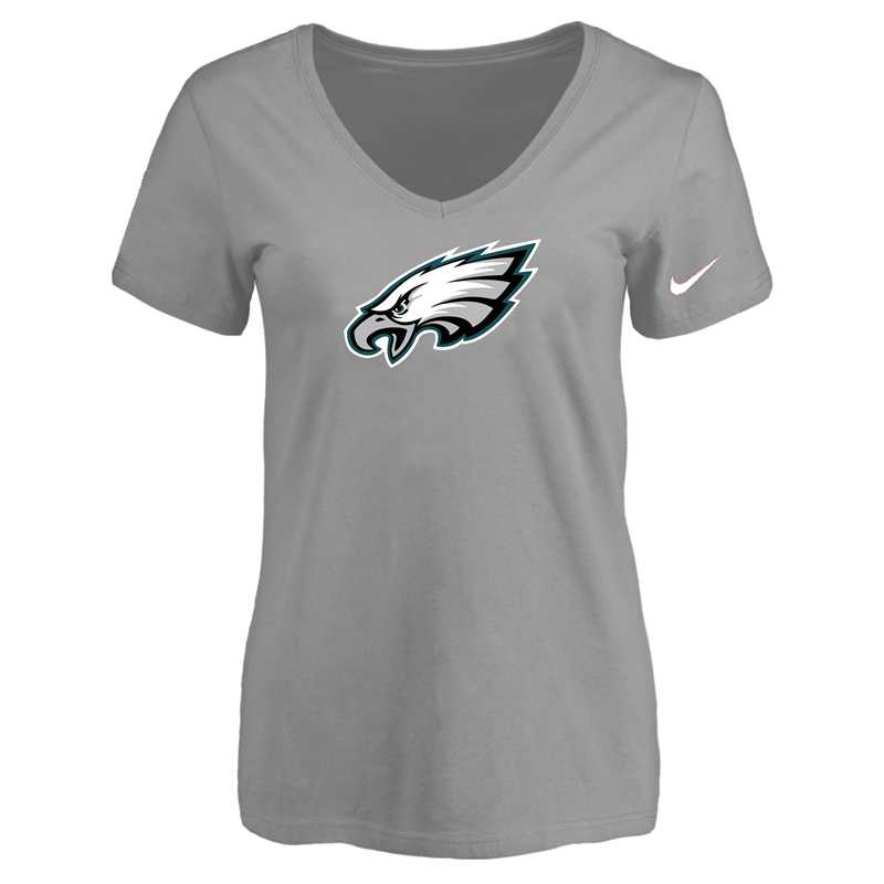 Women's Philadelphia Eagles L.Gray Logo V neck T-Shirt FengYun,We sell and wholesale Women's Philadelphia Eagles L.Gray Logo V neck T-Shirt FengYun on line form chian!