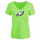 Women's Philadelphia Eagles L.Green Logo V neck T-Shirt FengYun,baseball caps,new era cap wholesale,wholesale hats