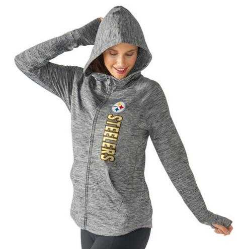 Women's Pittsburgh Steelers G III 4Her by Carl Banks Recovery Full Zip Hoodie Heathered Gray FengYun,We sell and wholesale Women's Pittsburgh Steelers G III 4Her by Carl Banks Recovery Full Zip Hoodie Heathered Gray FengYun on line form chian!