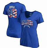 Women's San Diego Chargers Chargers #99 Joey Bosa NFL Pro Line by Fanatics Branded Banner Wave Name & Number T Shirt Royal FengYun