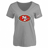Women's San Francisco 49ers L.Gray Logo V neck T-Shirt FengYun,baseball caps,new era cap wholesale,wholesale hats