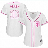 Women's San Francisco Giants #36 Steve Perry White Pink New Cool Base Jersey